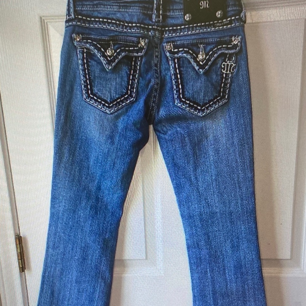 Miss Me Blue Bootcut Jeans with Embellished Back Pockets